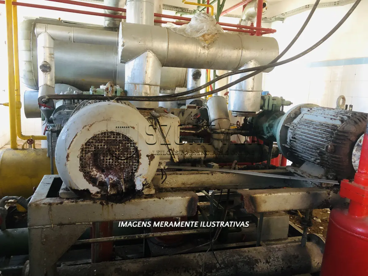 LOTE 001 - 02 compressores de parafuso, sistema helicoidal para funcionamento com gás NH3 (amônia), acoplados a motores elétricos de 40CV.
