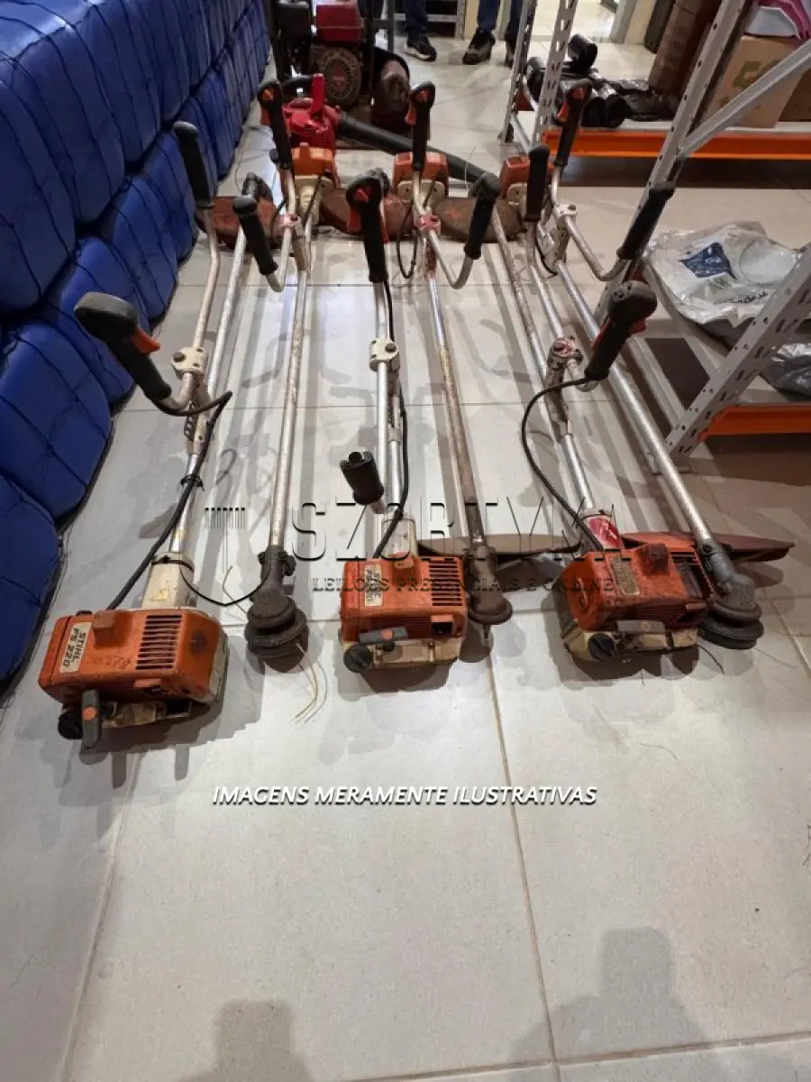LOTE 002 - 06 (SEIS) ROÇADEIRAS MARCA STIHL, MODELO FS 220, 01 (UM) SOPRADOR MARCA TOYAMA, MODELO TB26, 01 (UM) COMPACTADOR MOTOR BRANCO 5.5, 01 (UM) GERADOR A GASOLINA REFRIGERADO A AR, MARCA MOTOMIL, MODELO MGG-8000CLE, 01 (UMA) MOTOSSERRA, MARCA STIHL, MODELO 08
