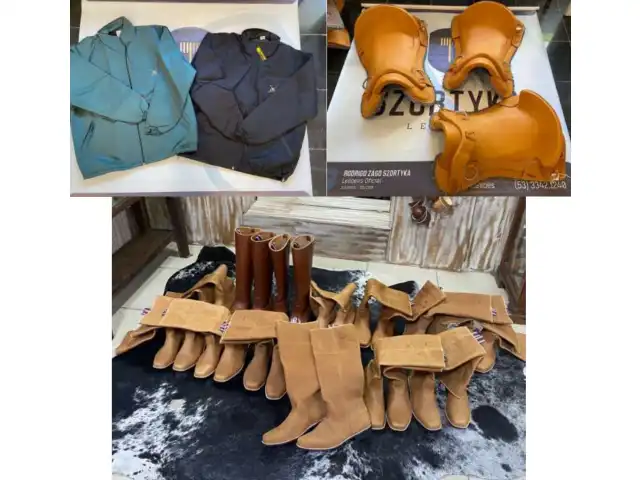 Leilão de uma máquina de dobrar canos e diversas selas, botas e jaquetas.