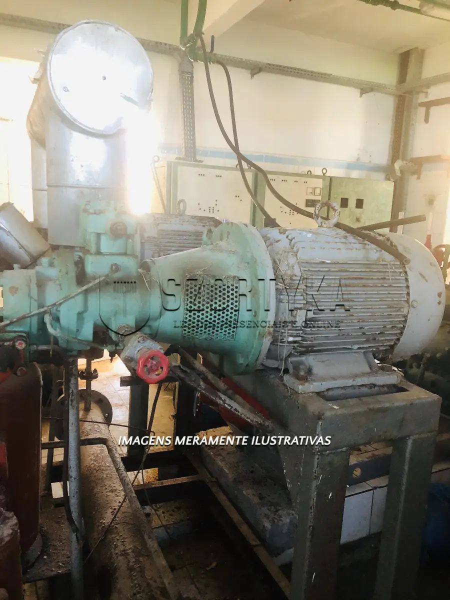 LOTE 001 - 02 compressores de parafuso, sistema helicoidal para funcionamento com gás NH3 (amônia), acoplados a motores elétricos de 40CV.