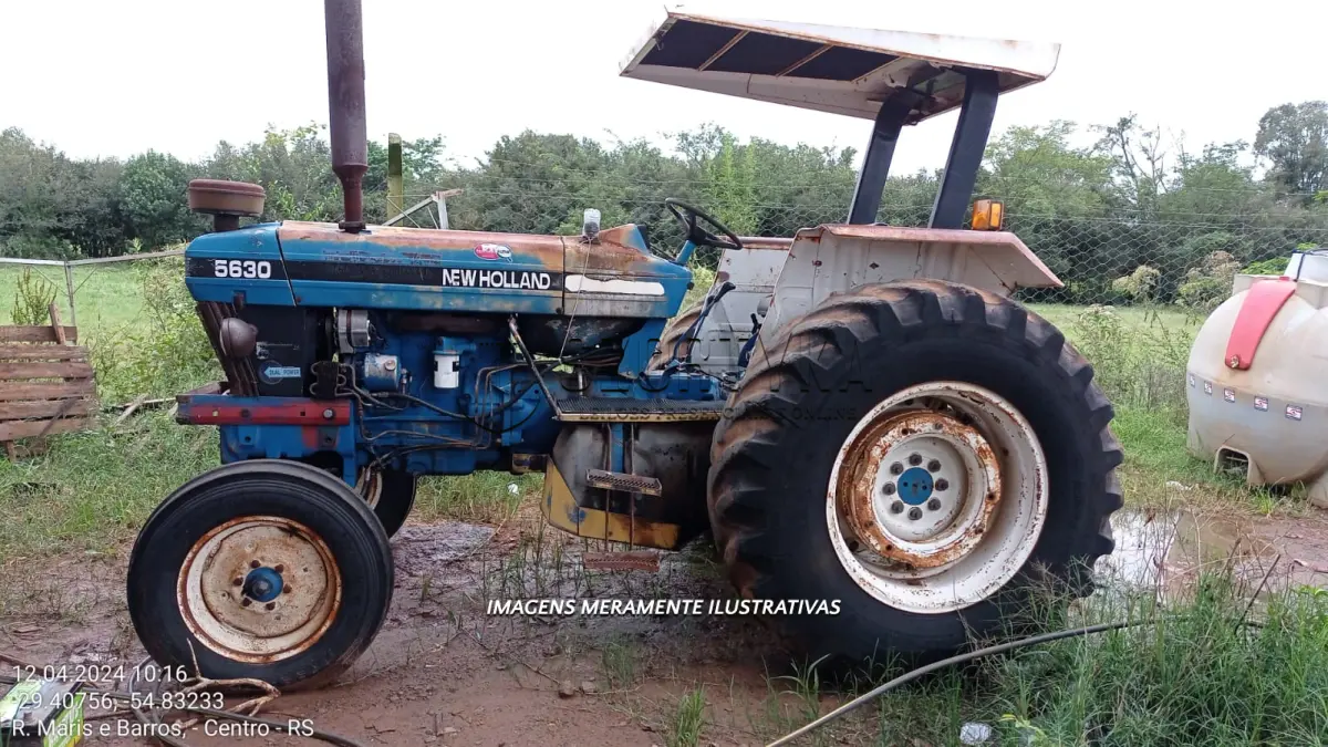LOTE 009 - Trator agrícola, New Holland, modelo 5630 D Power,  1999