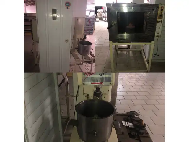 Leilão de um forno a gás, uma batedeira industrial e um armário de pães.