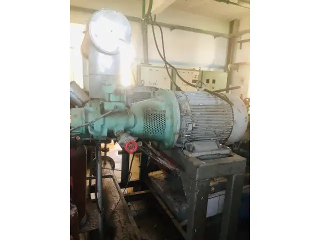 Leilão de 02 compressores de parafuso, sistema helicoidal para funcionamento com gás (amônia), acoplados a motores elétricos de 40CV.