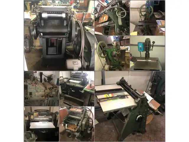 Leilão de 01 (uma) máquina de corte e vinco manual; 01 (uma) impressora tipográfica; 01 (uma) grampeadeira automática; 01 (uma) picotadeira automática; 01 (uma) guilhotina automática; 01 (uma) furadeira de papel