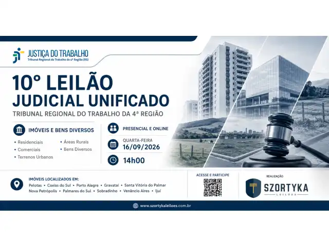 10º LEILÃO JUDICIAL UNIFICADO DO TRIBUNAL REGIONAL DO TRABALHO DA 4ª REGIÃO