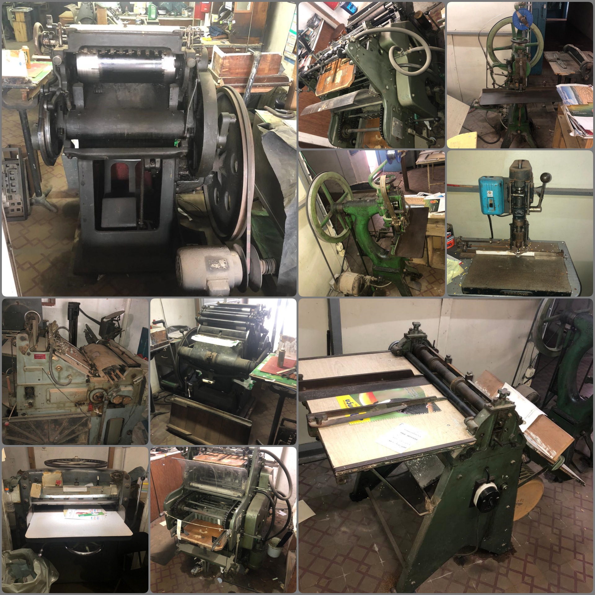 Leilão de 01 (uma) máquina de corte e vinco manual; 01 (uma) impressora tipográfica; 01 (uma) grampeadeira automática; 01 (uma) picotadeira automática; 01 (uma) guilhotina automática; 01 (uma) furadeira de papel
