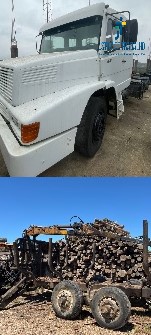 LEILÃO DE UM CAMINHÃO M.BENZ/LS 1991 E UMA GRUA FLORESTAL TMO, COM REBOQUE